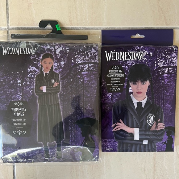 Kids' Wednesday Addams Nevermore Uniform Costume Bundle-Medium $FIRM